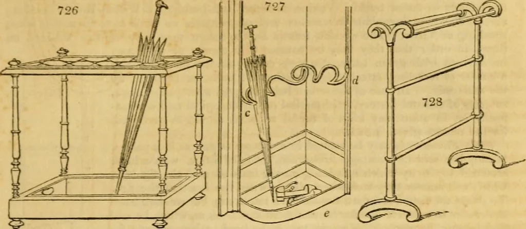 An illustration from An encyclopædia of cottage, farm, and villa architecture and furniture : containing numerous designs for dwellings from the cottage to the villa including farm houses, farmeries, and other agricultural buildings, several designs for country inns, public houses, and parochial schools, with the requisite fittings-up fixtures and furniture ; and appropriate offices, gardens and garden scenery ; each design accompanied by analytical and critical marks illustrative of the principles of archtiectural science and taste on whihc it is composed, 1836, leaf 372