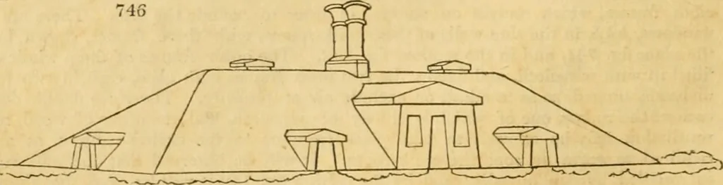 An illustration from An encyclopædia of cottage, farm, and villa architecture and furniture : containing numerous designs for dwellings from the cottage to the villa including farm houses, farmeries, and other agricultural buildings, several designs for country inns, public houses, and parochial schools, with the requisite fittings-up fixtures and furniture ; and appropriate offices, gardens and garden scenery ; each design accompanied by analytical and critical marks illustrative of the principles of archtiectural science and taste on whihc it is composed, 1836, leaf 385