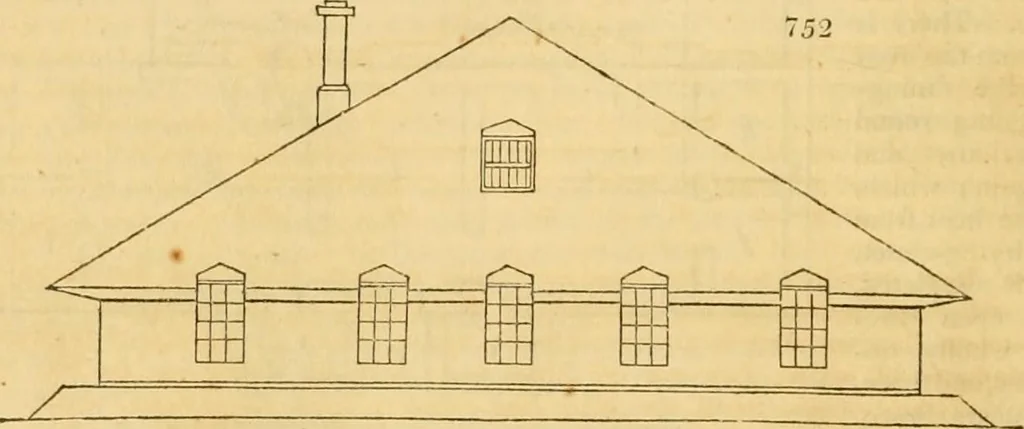 An illustration from An encyclopædia of cottage, farm, and villa architecture and furniture : containing numerous designs for dwellings from the cottage to the villa including farm houses, farmeries, and other agricultural buildings, several designs for country inns, public houses, and parochial schools, with the requisite fittings-up fixtures and furniture ; and appropriate offices, gardens and garden scenery ; each design accompanied by analytical and critical marks illustrative of the principles of archtiectural science and taste on whihc it is composed, 1836, leaf 391