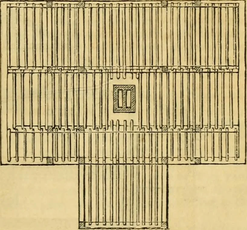 An illustration from An encyclopædia of cottage, farm, and villa architecture and furniture : containing numerous designs for dwellings from the cottage to the villa including farm houses, farmeries, and other agricultural buildings, several designs for country inns, public houses, and parochial schools, with the requisite fittings-up fixtures and furniture ; and appropriate offices, gardens and garden scenery ; each design accompanied by analytical and critical marks illustrative of the principles of archtiectural science and taste on whihc it is composed, 1836, leaf 394