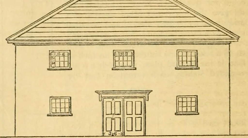 An illustration from An encyclopædia of cottage, farm, and villa architecture and furniture : containing numerous designs for dwellings from the cottage to the villa including farm houses, farmeries, and other agricultural buildings, several designs for country inns, public houses, and parochial schools, with the requisite fittings-up fixtures and furniture ; and appropriate offices, gardens and garden scenery ; each design accompanied by analytical and critical marks illustrative of the principles of archtiectural science and taste on whihc it is composed, 1836, leaf 407
