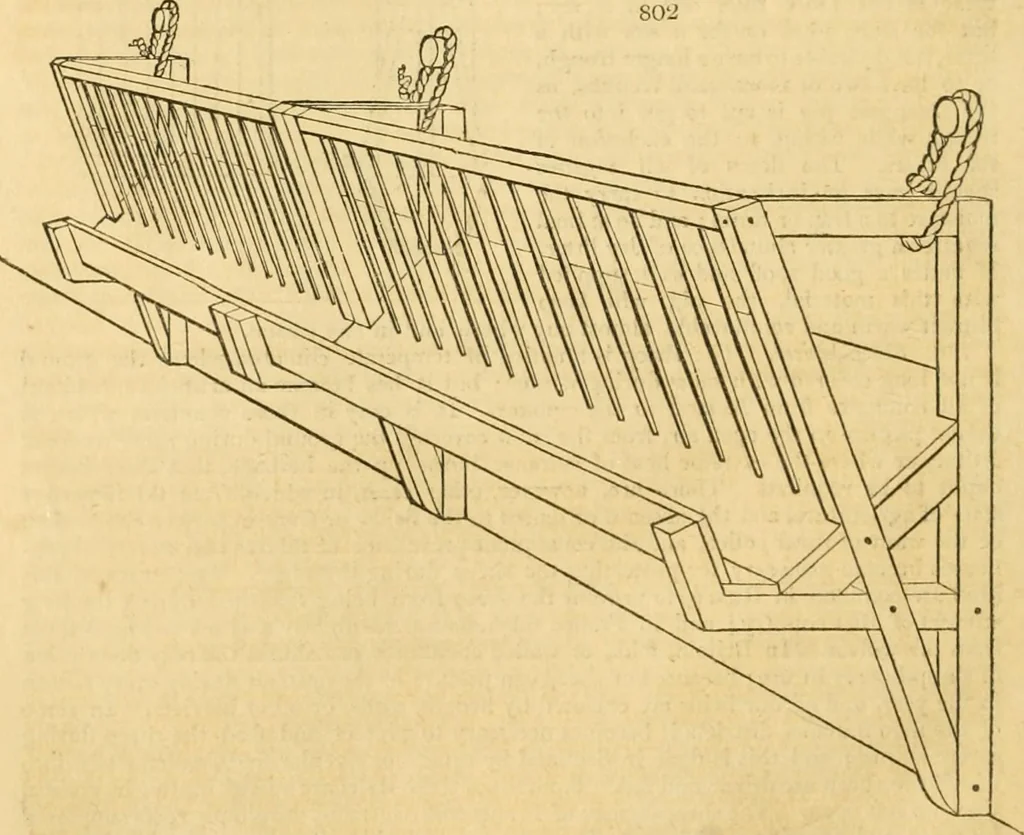 An illustration from An encyclopædia of cottage, farm, and villa architecture and furniture : containing numerous designs for dwellings from the cottage to the villa including farm houses, farmeries, and other agricultural buildings, several designs for country inns, public houses, and parochial schools, with the requisite fittings-up fixtures and furniture ; and appropriate offices, gardens and garden scenery ; each design accompanied by analytical and critical marks illustrative of the principles of archtiectural science and taste on whihc it is composed, 1836, leaf 413