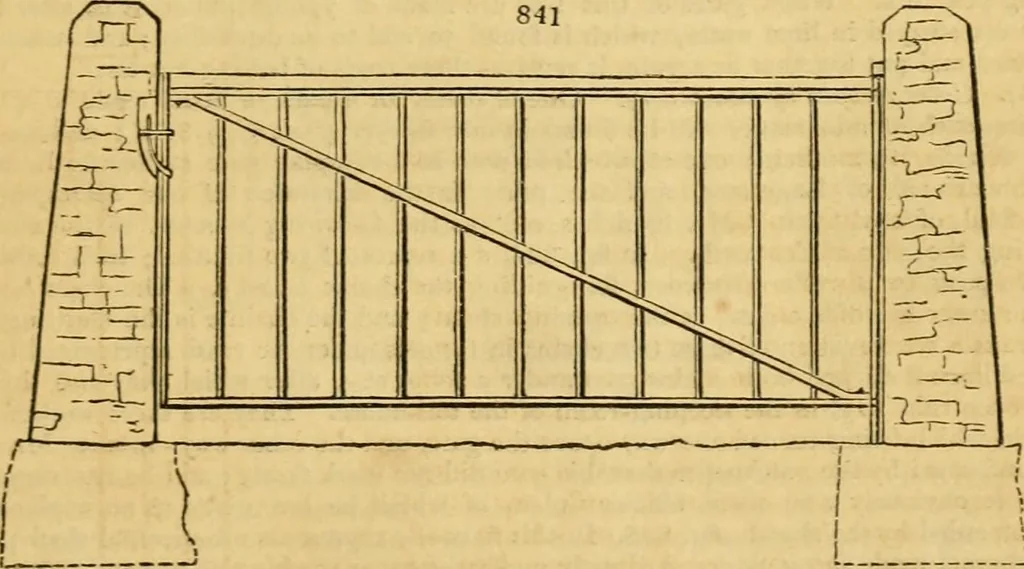 An illustration from An encyclopædia of cottage, farm, and villa architecture and furniture : containing numerous designs for dwellings from the cottage to the villa including farm houses, farmeries, and other agricultural buildings, several designs for country inns, public houses, and parochial schools, with the requisite fittings-up fixtures and furniture ; and appropriate offices, gardens and garden scenery ; each design accompanied by analytical and critical marks illustrative of the principles of archtiectural science and taste on whihc it is composed, 1836, leaf 434