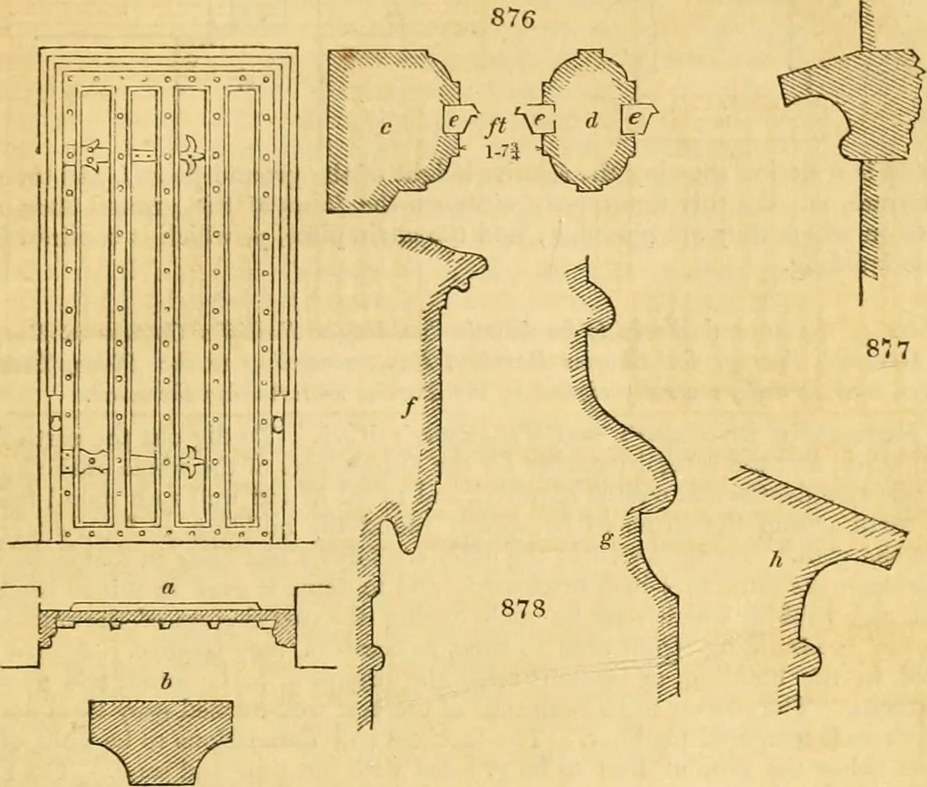 An illustration from An encyclopædia of cottage, farm, and villa architecture and furniture : containing numerous designs for dwellings from the cottage to the villa including farm houses, farmeries, and other agricultural buildings, several designs for country inns, public houses, and parochial schools, with the requisite fittings-up fixtures and furniture ; and appropriate offices, gardens and garden scenery ; each design accompanied by analytical and critical marks illustrative of the principles of archtiectural science and taste on whihc it is composed, 1836, leaf 448