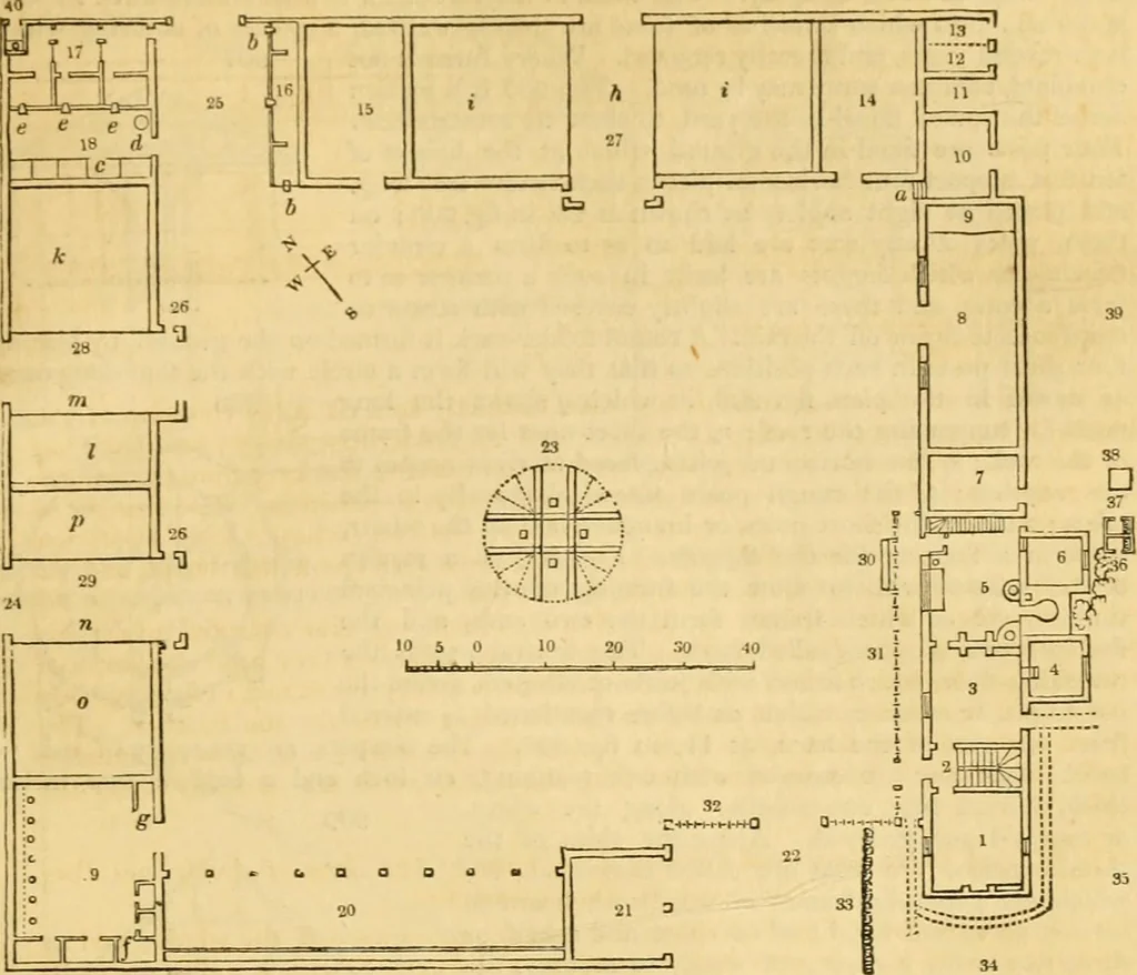 An illustration from An encyclopædia of cottage, farm, and villa architecture and furniture : containing numerous designs for dwellings from the cottage to the villa including farm houses, farmeries, and other agricultural buildings, several designs for country inns, public houses, and parochial schools, with the requisite fittings-up fixtures and furniture ; and appropriate offices, gardens and garden scenery ; each design accompanied by analytical and critical marks illustrative of the principles of archtiectural science and taste on whihc it is composed, 1836, leaf 472