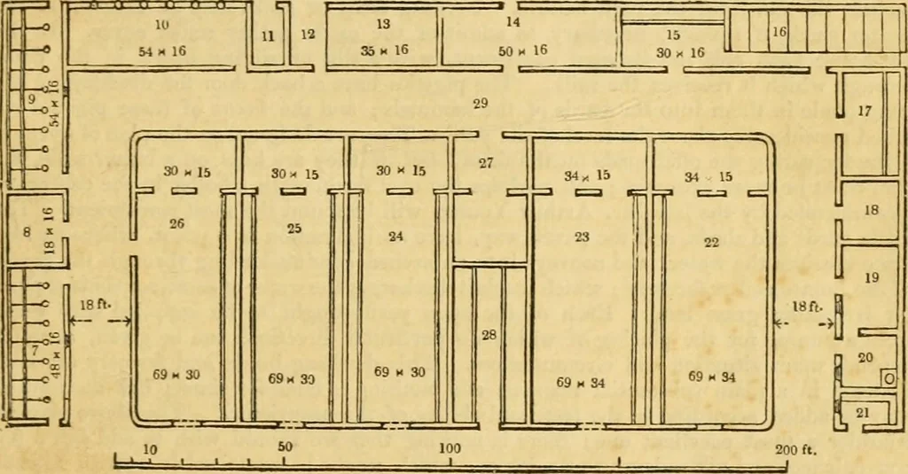 An illustration from An encyclopædia of cottage, farm, and villa architecture and furniture : containing numerous designs for dwellings from the cottage to the villa including farm houses, farmeries, and other agricultural buildings, several designs for country inns, public houses, and parochial schools, with the requisite fittings-up fixtures and furniture ; and appropriate offices, gardens and garden scenery ; each design accompanied by analytical and critical marks illustrative of the principles of archtiectural science and taste on whihc it is composed, 1836, leaf 476
