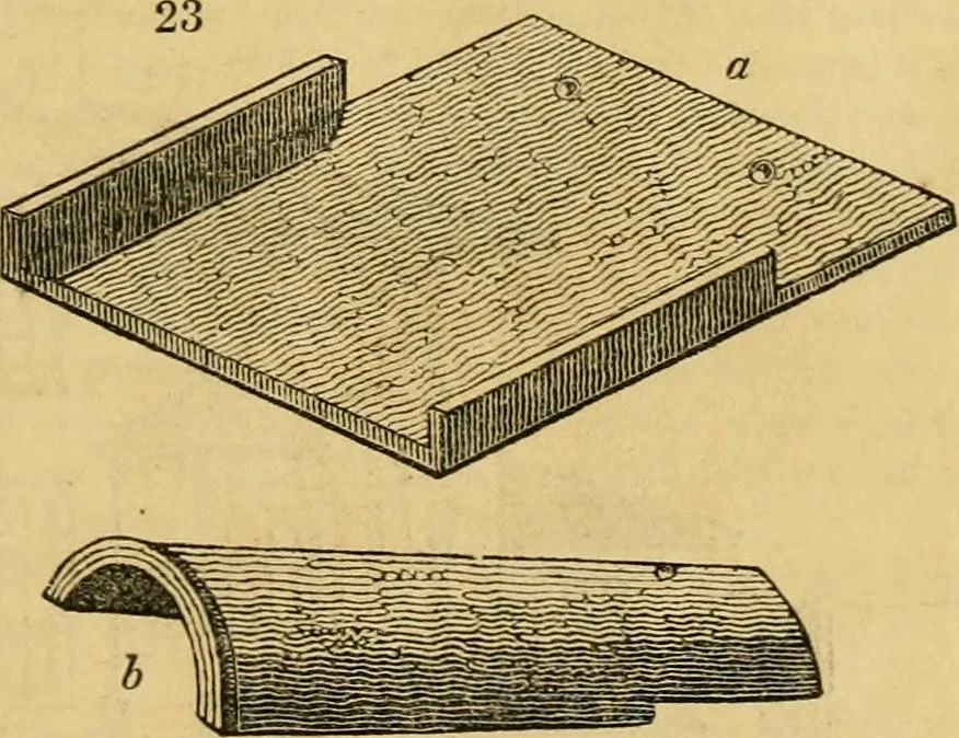 An illustration from An encyclopædia of cottage, farm, and villa architecture and furniture : containing numerous designs for dwellings from the cottage to the villa including farm houses, farmeries, and other agricultural buildings, several designs for country inns, public houses, and parochial schools, with the requisite fittings-up fixtures and furniture ; and appropriate offices, gardens and garden scenery ; each design accompanied by analytical and critical marks illustrative of the principles of archtiectural science and taste on whihc it is composed, 1836, leaf 48