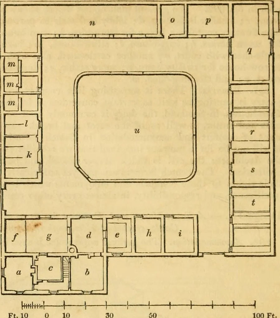 An illustration from An encyclopædia of cottage, farm, and villa architecture and furniture : containing numerous designs for dwellings from the cottage to the villa including farm houses, farmeries, and other agricultural buildings, several designs for country inns, public houses, and parochial schools, with the requisite fittings-up fixtures and furniture ; and appropriate offices, gardens and garden scenery ; each design accompanied by analytical and critical marks illustrative of the principles of archtiectural science and taste on whihc it is composed, 1836, leaf 481
