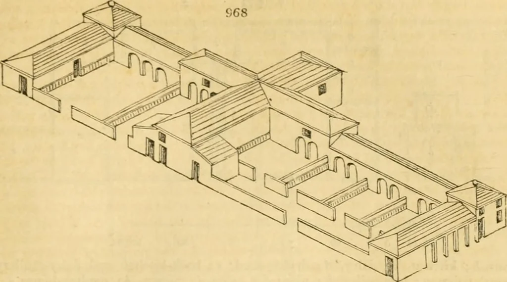 An illustration from An encyclopædia of cottage, farm, and villa architecture and furniture : containing numerous designs for dwellings from the cottage to the villa including farm houses, farmeries, and other agricultural buildings, several designs for country inns, public houses, and parochial schools, with the requisite fittings-up fixtures and furniture ; and appropriate offices, gardens and garden scenery ; each design accompanied by analytical and critical marks illustrative of the principles of archtiectural science and taste on whihc it is composed, 1836, leaf 508