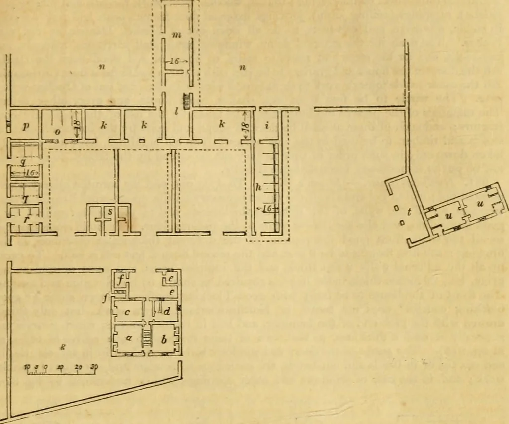 An illustration from An encyclopædia of cottage, farm, and villa architecture and furniture : containing numerous designs for dwellings from the cottage to the villa including farm houses, farmeries, and other agricultural buildings, several designs for country inns, public houses, and parochial schools, with the requisite fittings-up fixtures and furniture ; and appropriate offices, gardens and garden scenery ; each design accompanied by analytical and critical marks illustrative of the principles of archtiectural science and taste on whihc it is composed, 1836, leaf 510