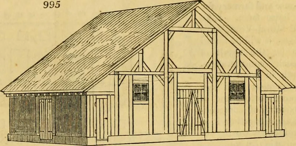An illustration from An encyclopædia of cottage, farm, and villa architecture and furniture : containing numerous designs for dwellings from the cottage to the villa including farm houses, farmeries, and other agricultural buildings, several designs for country inns, public houses, and parochial schools, with the requisite fittings-up fixtures and furniture ; and appropriate offices, gardens and garden scenery ; each design accompanied by analytical and critical marks illustrative of the principles of archtiectural science and taste on whihc it is composed, 1836, leaf 522