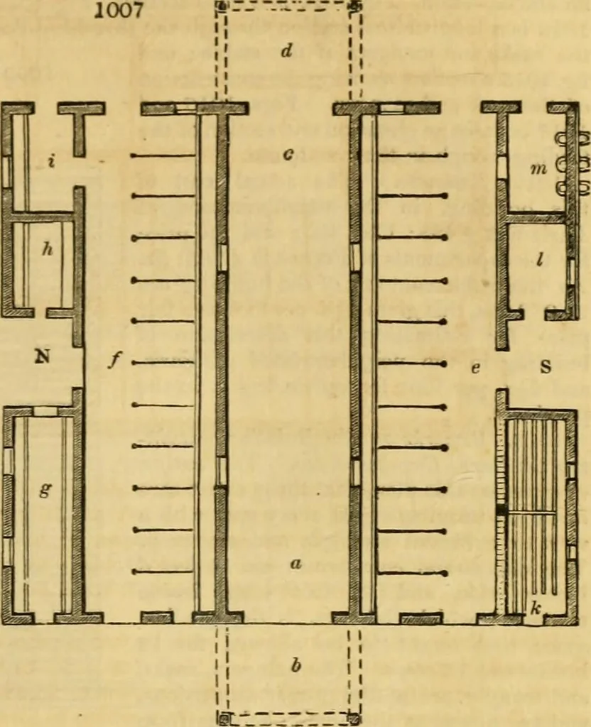 An illustration from An encyclopædia of cottage, farm, and villa architecture and furniture : containing numerous designs for dwellings from the cottage to the villa including farm houses, farmeries, and other agricultural buildings, several designs for country inns, public houses, and parochial schools, with the requisite fittings-up fixtures and furniture ; and appropriate offices, gardens and garden scenery ; each design accompanied by analytical and critical marks illustrative of the principles of archtiectural science and taste on whihc it is composed, 1836, leaf 528