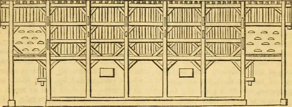 An illustration from An encyclopædia of cottage, farm, and villa architecture and furniture : containing numerous designs for dwellings from the cottage to the villa including farm houses, farmeries, and other agricultural buildings, several designs for country inns, public houses, and parochial schools, with the requisite fittings-up fixtures and furniture ; and appropriate offices, gardens and garden scenery ; each design accompanied by analytical and critical marks illustrative of the principles of archtiectural science and taste on whihc it is composed, 1836, leaf 530