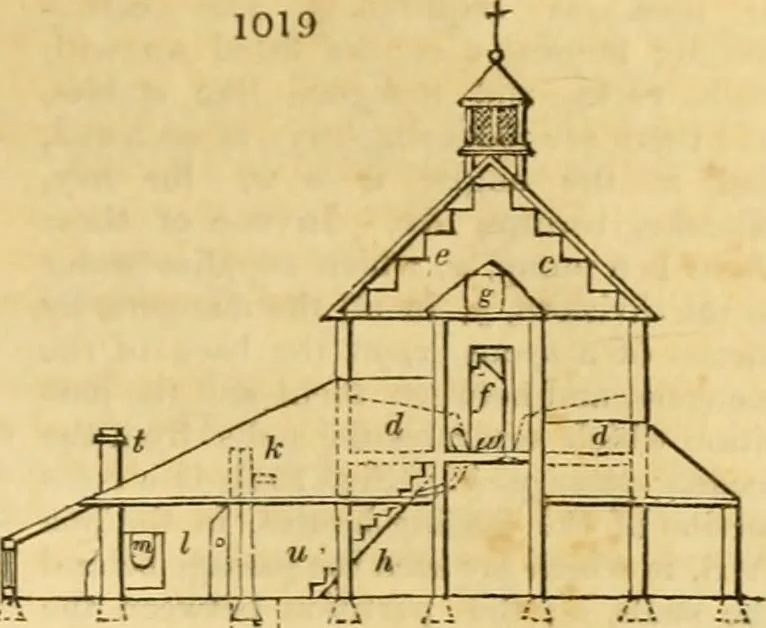 An illustration from An encyclopædia of cottage, farm, and villa architecture and furniture : containing numerous designs for dwellings from the cottage to the villa including farm houses, farmeries, and other agricultural buildings, several designs for country inns, public houses, and parochial schools, with the requisite fittings-up fixtures and furniture ; and appropriate offices, gardens and garden scenery ; each design accompanied by analytical and critical marks illustrative of the principles of archtiectural science and taste on whihc it is composed, 1836, leaf 532