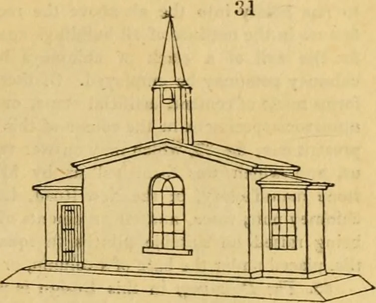 An illustration from An encyclopædia of cottage, farm, and villa architecture and furniture : containing numerous designs for dwellings from the cottage to the villa including farm houses, farmeries, and other agricultural buildings, several designs for country inns, public houses, and parochial schools, with the requisite fittings-up fixtures and furniture ; and appropriate offices, gardens and garden scenery ; each design accompanied by analytical and critical marks illustrative of the principles of archtiectural science and taste on whihc it is composed, 1836, leaf 54