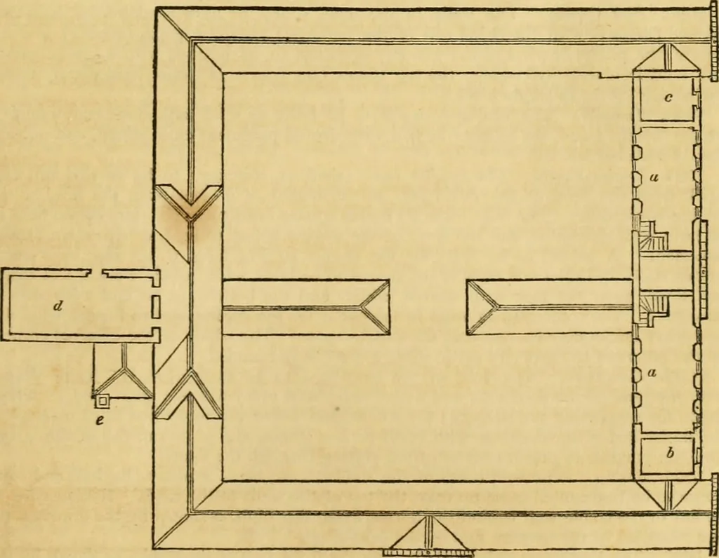 An illustration from An encyclopædia of cottage, farm, and villa architecture and furniture : containing numerous designs for dwellings from the cottage to the villa including farm houses, farmeries, and other agricultural buildings, several designs for country inns, public houses, and parochial schools, with the requisite fittings-up fixtures and furniture ; and appropriate offices, gardens and garden scenery ; each design accompanied by analytical and critical marks illustrative of the principles of archtiectural science and taste on whihc it is composed, 1836, leaf 552