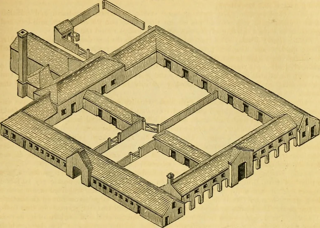 An illustration from An encyclopædia of cottage, farm, and villa architecture and furniture : containing numerous designs for dwellings from the cottage to the villa including farm houses, farmeries, and other agricultural buildings, several designs for country inns, public houses, and parochial schools, with the requisite fittings-up fixtures and furniture ; and appropriate offices, gardens and garden scenery ; each design accompanied by analytical and critical marks illustrative of the principles of archtiectural science and taste on whihc it is composed, 1836, leaf 558