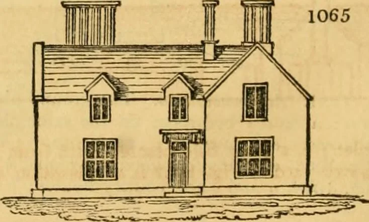 An illustration from An encyclopædia of cottage, farm, and villa architecture and furniture : containing numerous designs for dwellings from the cottage to the villa including farm houses, farmeries, and other agricultural buildings, several designs for country inns, public houses, and parochial schools, with the requisite fittings-up fixtures and furniture ; and appropriate offices, gardens and garden scenery ; each design accompanied by analytical and critical marks illustrative of the principles of archtiectural science and taste on whihc it is composed, 1836, leaf 561
