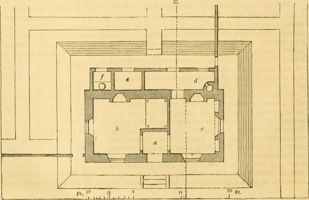 An illustration from An encyclopædia of cottage, farm, and villa architecture and furniture : containing numerous designs for dwellings from the cottage to the villa including farm houses, farmeries, and other agricultural buildings, several designs for country inns, public houses, and parochial schools, with the requisite fittings-up fixtures and furniture ; and appropriate offices, gardens and garden scenery ; each design accompanied by analytical and critical marks illustrative of the principles of archtiectural science and taste on whihc it is composed, 1836, leaf 57