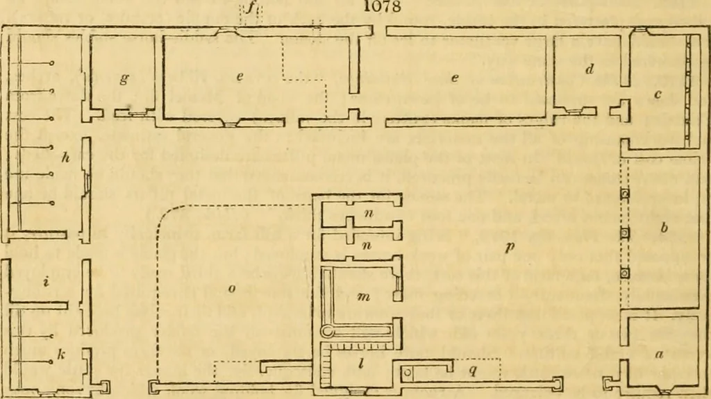 An illustration from An encyclopædia of cottage, farm, and villa architecture and furniture : containing numerous designs for dwellings from the cottage to the villa including farm houses, farmeries, and other agricultural buildings, several designs for country inns, public houses, and parochial schools, with the requisite fittings-up fixtures and furniture ; and appropriate offices, gardens and garden scenery ; each design accompanied by analytical and critical marks illustrative of the principles of archtiectural science and taste on whihc it is composed, 1836, leaf 573