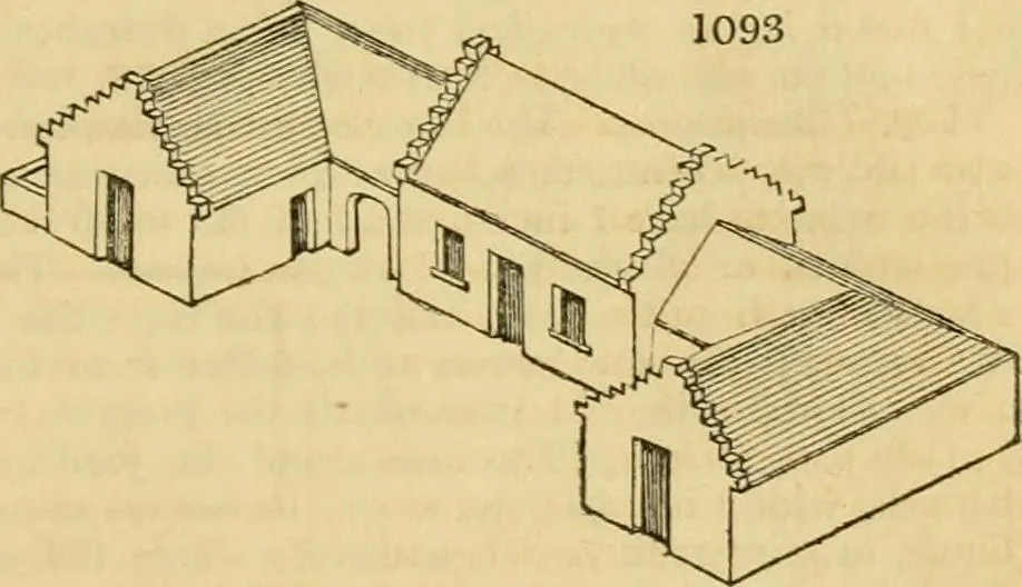 An illustration from An encyclopædia of cottage, farm, and villa architecture and furniture : containing numerous designs for dwellings from the cottage to the villa including farm houses, farmeries, and other agricultural buildings, several designs for country inns, public houses, and parochial schools, with the requisite fittings-up fixtures and furniture ; and appropriate offices, gardens and garden scenery ; each design accompanied by analytical and critical marks illustrative of the principles of archtiectural science and taste on whihc it is composed, 1836, leaf 580