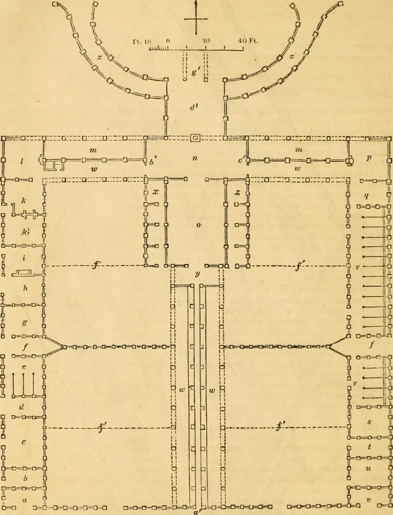 An illustration from An encyclopædia of cottage, farm, and villa architecture and furniture : containing numerous designs for dwellings from the cottage to the villa including farm houses, farmeries, and other agricultural buildings, several designs for country inns, public houses, and parochial schools, with the requisite fittings-up fixtures and furniture ; and appropriate offices, gardens and garden scenery ; each design accompanied by analytical and critical marks illustrative of the principles of archtiectural science and taste on whihc it is composed, 1836, leaf 585