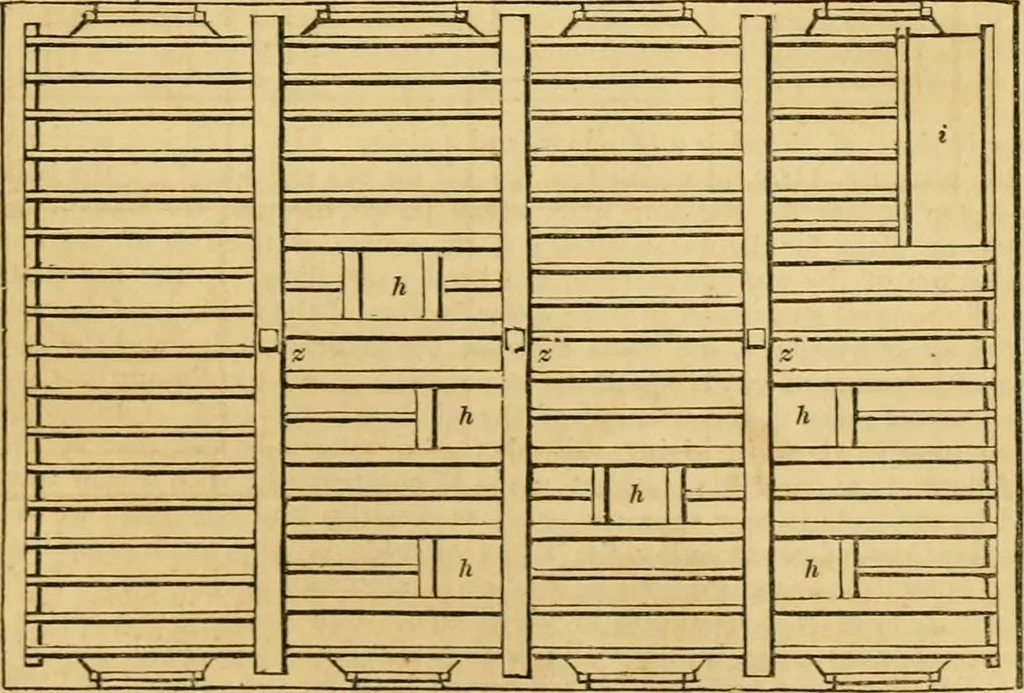 An illustration from An encyclopædia of cottage, farm, and villa architecture and furniture : containing numerous designs for dwellings from the cottage to the villa including farm houses, farmeries, and other agricultural buildings, several designs for country inns, public houses, and parochial schools, with the requisite fittings-up fixtures and furniture ; and appropriate offices, gardens and garden scenery ; each design accompanied by analytical and critical marks illustrative of the principles of archtiectural science and taste on whihc it is composed, 1836, leaf 600