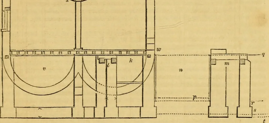 An illustration from An encyclopædia of cottage, farm, and villa architecture and furniture : containing numerous designs for dwellings from the cottage to the villa including farm houses, farmeries, and other agricultural buildings, several designs for country inns, public houses, and parochial schools, with the requisite fittings-up fixtures and furniture ; and appropriate offices, gardens and garden scenery ; each design accompanied by analytical and critical marks illustrative of the principles of archtiectural science and taste on whihc it is composed, 1836, leaf 602