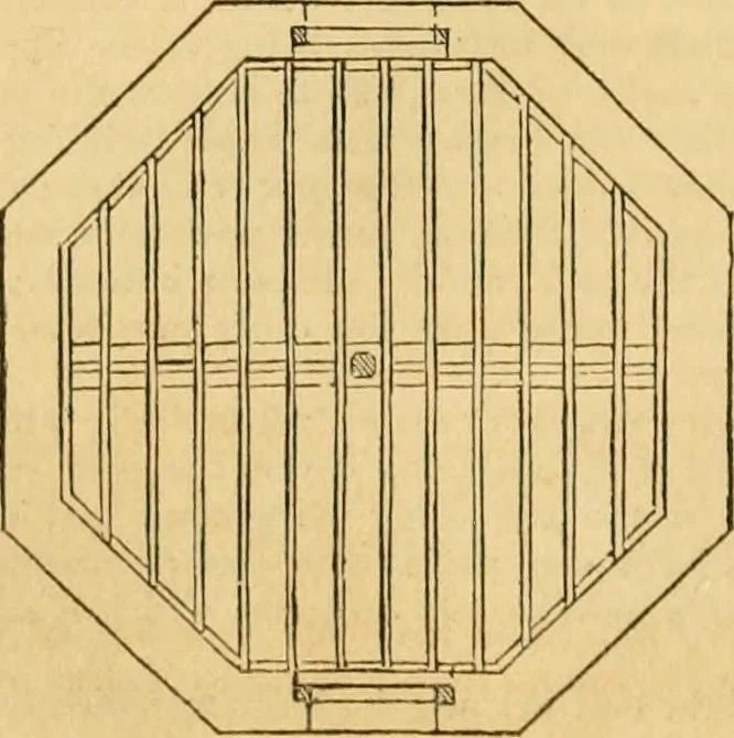 An illustration from An encyclopædia of cottage, farm, and villa architecture and furniture : containing numerous designs for dwellings from the cottage to the villa including farm houses, farmeries, and other agricultural buildings, several designs for country inns, public houses, and parochial schools, with the requisite fittings-up fixtures and furniture ; and appropriate offices, gardens and garden scenery ; each design accompanied by analytical and critical marks illustrative of the principles of archtiectural science and taste on whihc it is composed, 1836, leaf 607