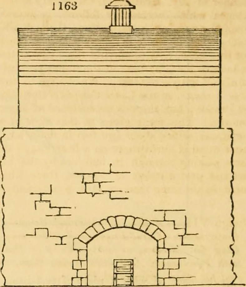 An illustration from An encyclopædia of cottage, farm, and villa architecture and furniture : containing numerous designs for dwellings from the cottage to the villa including farm houses, farmeries, and other agricultural buildings, several designs for country inns, public houses, and parochial schools, with the requisite fittings-up fixtures and furniture ; and appropriate offices, gardens and garden scenery ; each design accompanied by analytical and critical marks illustrative of the principles of archtiectural science and taste on whihc it is composed, 1836, leaf 627