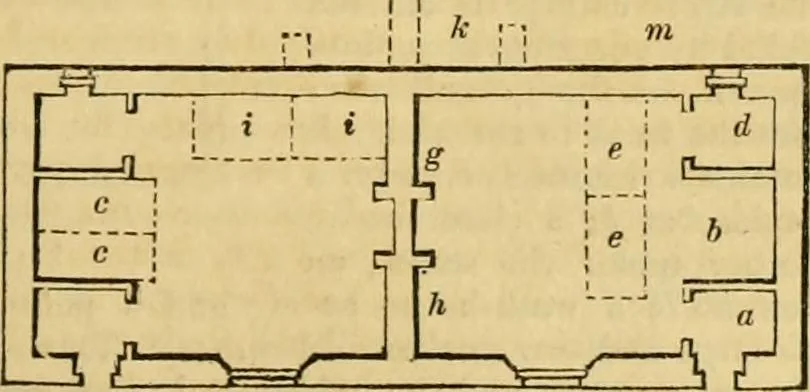 An illustration from An encyclopædia of cottage, farm, and villa architecture and furniture : containing numerous designs for dwellings from the cottage to the villa including farm houses, farmeries, and other agricultural buildings, several designs for country inns, public houses, and parochial schools, with the requisite fittings-up fixtures and furniture ; and appropriate offices, gardens and garden scenery ; each design accompanied by analytical and critical marks illustrative of the principles of archtiectural science and taste on whihc it is composed, 1836, leaf 654
