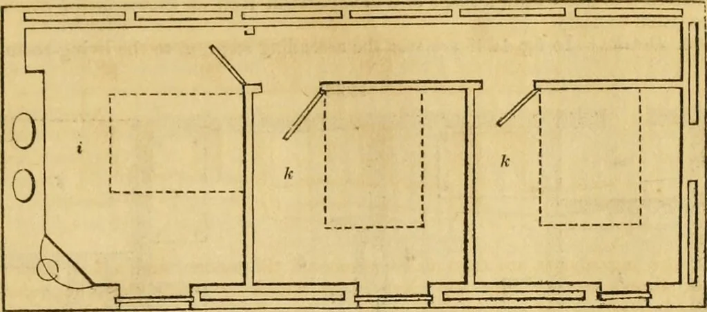 An illustration from An encyclopædia of cottage, farm, and villa architecture and furniture : containing numerous designs for dwellings from the cottage to the villa including farm houses, farmeries, and other agricultural buildings, several designs for country inns, public houses, and parochial schools, with the requisite fittings-up fixtures and furniture ; and appropriate offices, gardens and garden scenery ; each design accompanied by analytical and critical marks illustrative of the principles of archtiectural science and taste on whihc it is composed, 1836, leaf 666