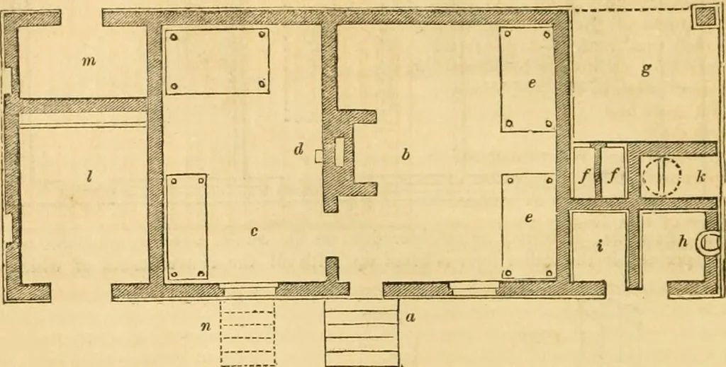 An illustration from An encyclopædia of cottage, farm, and villa architecture and furniture : containing numerous designs for dwellings from the cottage to the villa including farm houses, farmeries, and other agricultural buildings, several designs for country inns, public houses, and parochial schools, with the requisite fittings-up fixtures and furniture ; and appropriate offices, gardens and garden scenery ; each design accompanied by analytical and critical marks illustrative of the principles of archtiectural science and taste on whihc it is composed, 1836, leaf 667