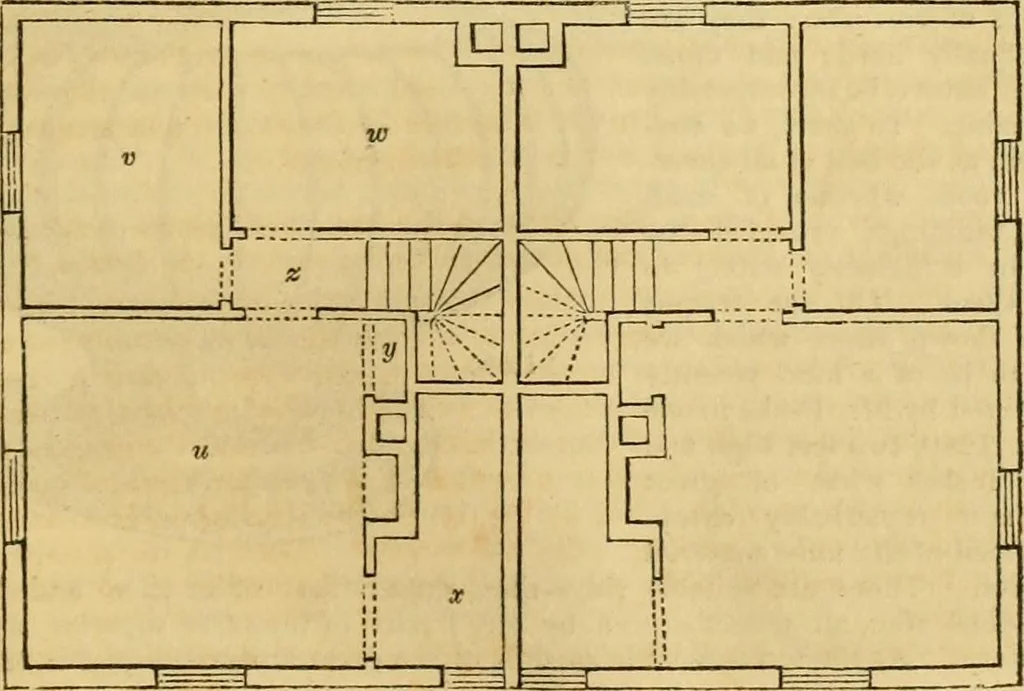 An illustration from An encyclopædia of cottage, farm, and villa architecture and furniture : containing numerous designs for dwellings from the cottage to the villa including farm houses, farmeries, and other agricultural buildings, several designs for country inns, public houses, and parochial schools, with the requisite fittings-up fixtures and furniture ; and appropriate offices, gardens and garden scenery ; each design accompanied by analytical and critical marks illustrative of the principles of archtiectural science and taste on whihc it is composed, 1836, leaf 670