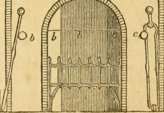 An illustration from An encyclopædia of cottage, farm, and villa architecture and furniture : containing numerous designs for dwellings from the cottage to the villa including farm houses, farmeries, and other agricultural buildings, several designs for country inns, public houses, and parochial schools, with the requisite fittings-up fixtures and furniture ; and appropriate offices, gardens and garden scenery ; each design accompanied by analytical and critical marks illustrative of the principles of archtiectural science and taste on whihc it is composed, 1836, leaf 673
