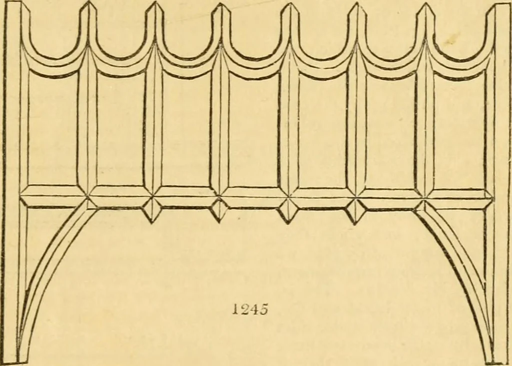 An illustration from An encyclopædia of cottage, farm, and villa architecture and furniture : containing numerous designs for dwellings from the cottage to the villa including farm houses, farmeries, and other agricultural buildings, several designs for country inns, public houses, and parochial schools, with the requisite fittings-up fixtures and furniture ; and appropriate offices, gardens and garden scenery ; each design accompanied by analytical and critical marks illustrative of the principles of archtiectural science and taste on whihc it is composed, 1836, leaf 674