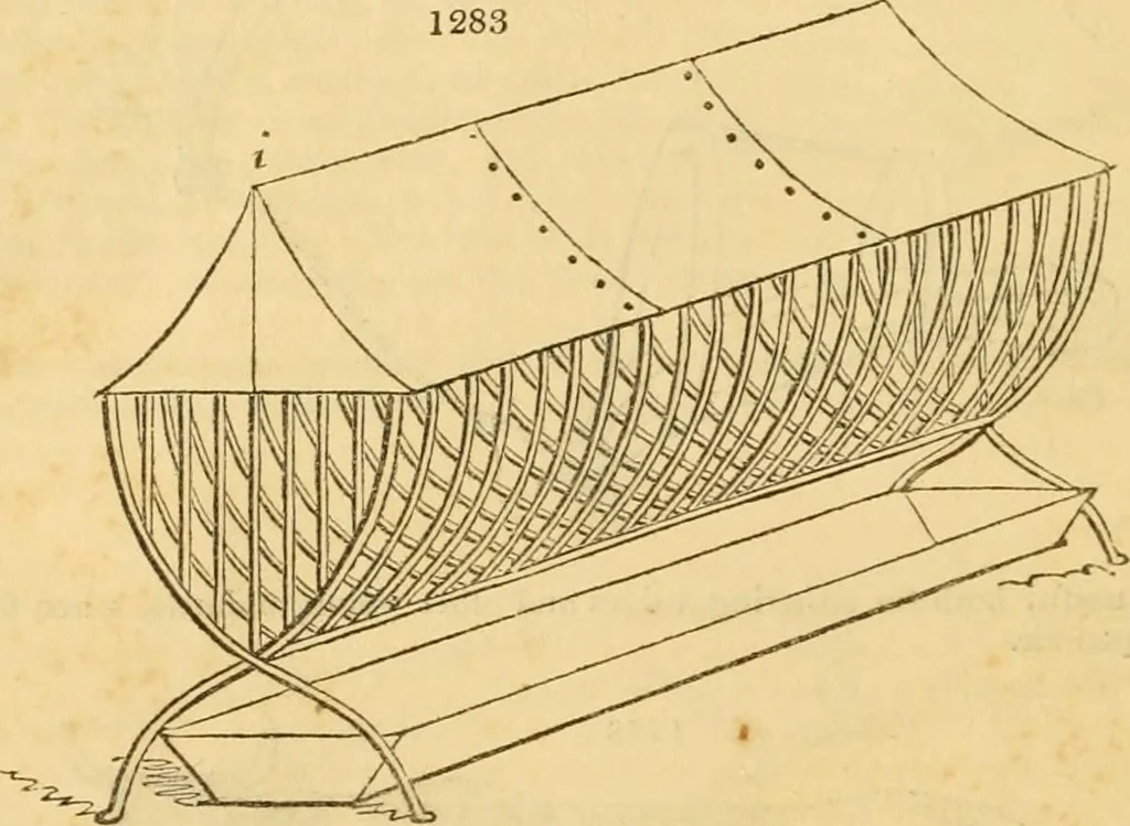 An illustration from An encyclopædia of cottage, farm, and villa architecture and furniture : containing numerous designs for dwellings from the cottage to the villa including farm houses, farmeries, and other agricultural buildings, several designs for country inns, public houses, and parochial schools, with the requisite fittings-up fixtures and furniture ; and appropriate offices, gardens and garden scenery ; each design accompanied by analytical and critical marks illustrative of the principles of archtiectural science and taste on whihc it is composed, 1836, leaf 689