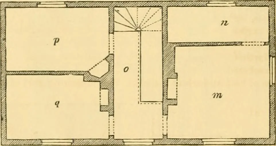 An illustration from An encyclopædia of cottage, farm, and villa architecture and furniture : containing numerous designs for dwellings from the cottage to the villa including farm houses, farmeries, and other agricultural buildings, several designs for country inns, public houses, and parochial schools, with the requisite fittings-up fixtures and furniture ; and appropriate offices, gardens and garden scenery ; each design accompanied by analytical and critical marks illustrative of the principles of archtiectural science and taste on whihc it is composed, 1836, leaf 69