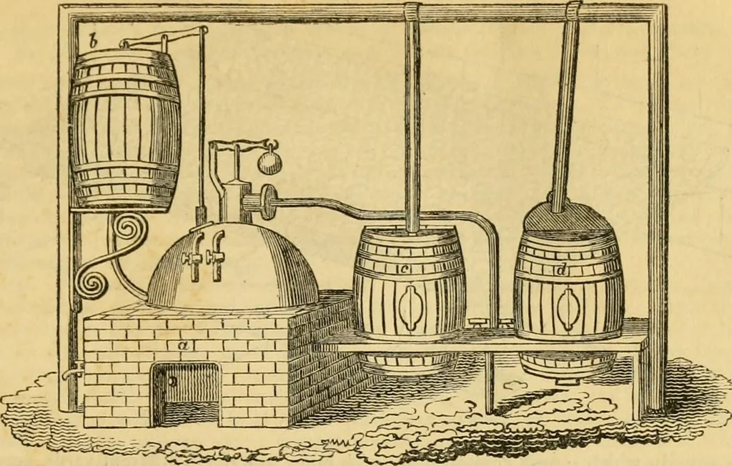 An illustration from An encyclopædia of cottage, farm, and villa architecture and furniture : containing numerous designs for dwellings from the cottage to the villa including farm houses, farmeries, and other agricultural buildings, several designs for country inns, public houses, and parochial schools, with the requisite fittings-up fixtures and furniture ; and appropriate offices, gardens and garden scenery ; each design accompanied by analytical and critical marks illustrative of the principles of archtiectural science and taste on whihc it is composed, 1836, leaf 696