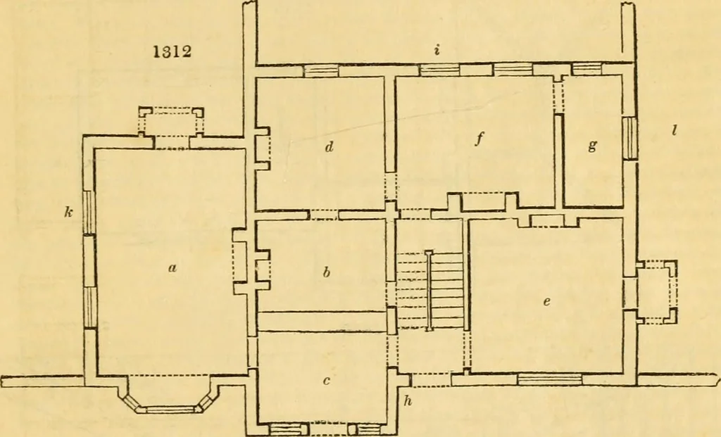 An illustration from An encyclopædia of cottage, farm, and villa architecture and furniture : containing numerous designs for dwellings from the cottage to the villa including farm houses, farmeries, and other agricultural buildings, several designs for country inns, public houses, and parochial schools, with the requisite fittings-up fixtures and furniture ; and appropriate offices, gardens and garden scenery ; each design accompanied by analytical and critical marks illustrative of the principles of archtiectural science and taste on whihc it is composed, 1836, leaf 710