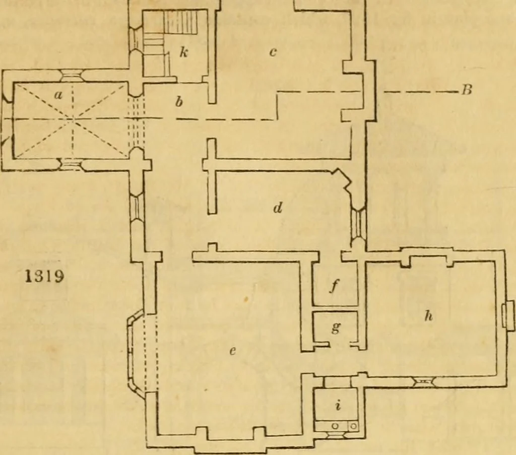 An illustration from An encyclopædia of cottage, farm, and villa architecture and furniture : containing numerous designs for dwellings from the cottage to the villa including farm houses, farmeries, and other agricultural buildings, several designs for country inns, public houses, and parochial schools, with the requisite fittings-up fixtures and furniture ; and appropriate offices, gardens and garden scenery ; each design accompanied by analytical and critical marks illustrative of the principles of archtiectural science and taste on whihc it is composed, 1836, leaf 714