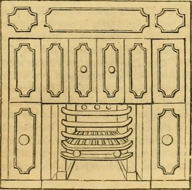 An illustration from An encyclopædia of cottage, farm, and villa architecture and furniture : containing numerous designs for dwellings from the cottage to the villa including farm houses, farmeries, and other agricultural buildings, several designs for country inns, public houses, and parochial schools, with the requisite fittings-up fixtures and furniture ; and appropriate offices, gardens and garden scenery ; each design accompanied by analytical and critical marks illustrative of the principles of archtiectural science and taste on whihc it is composed, 1836, leaf 720