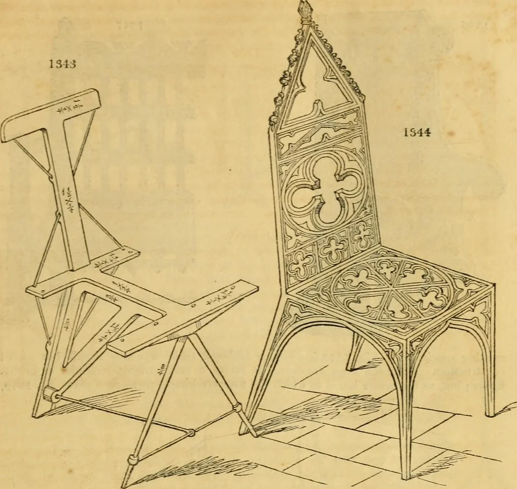 An illustration from An encyclopædia of cottage, farm, and villa architecture and furniture : containing numerous designs for dwellings from the cottage to the villa including farm houses, farmeries, and other agricultural buildings, several designs for country inns, public houses, and parochial schools, with the requisite fittings-up fixtures and furniture ; and appropriate offices, gardens and garden scenery ; each design accompanied by analytical and critical marks illustrative of the principles of archtiectural science and taste on whihc it is composed, 1836, leaf 728