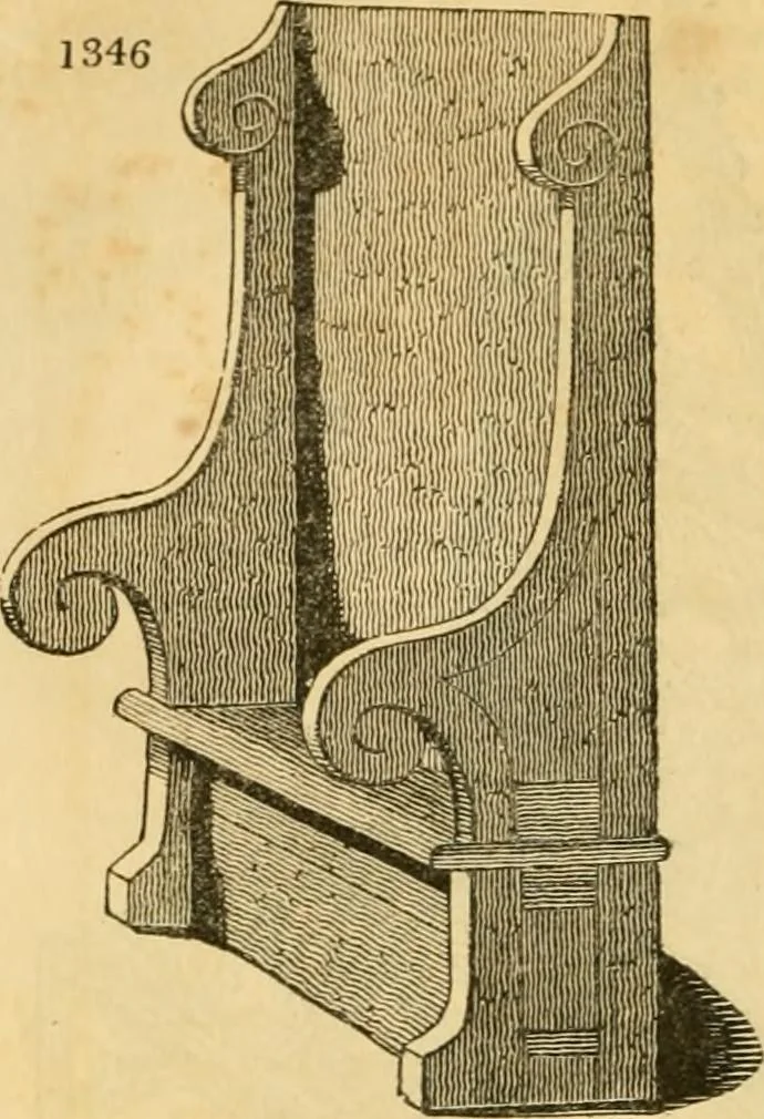 An illustration from An encyclopædia of cottage, farm, and villa architecture and furniture : containing numerous designs for dwellings from the cottage to the villa including farm houses, farmeries, and other agricultural buildings, several designs for country inns, public houses, and parochial schools, with the requisite fittings-up fixtures and furniture ; and appropriate offices, gardens and garden scenery ; each design accompanied by analytical and critical marks illustrative of the principles of archtiectural science and taste on whihc it is composed, 1836, leaf 729