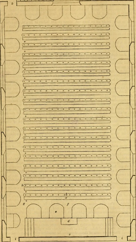An illustration from An encyclopædia of cottage, farm, and villa architecture and furniture : containing numerous designs for dwellings from the cottage to the villa including farm houses, farmeries, and other agricultural buildings, several designs for country inns, public houses, and parochial schools, with the requisite fittings-up fixtures and furniture ; and appropriate offices, gardens and garden scenery ; each design accompanied by analytical and critical marks illustrative of the principles of archtiectural science and taste on whihc it is composed, 1836, leaf 758