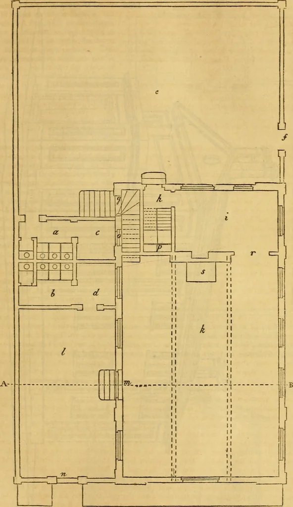 An illustration from An encyclopædia of cottage, farm, and villa architecture and furniture : containing numerous designs for dwellings from the cottage to the villa including farm houses, farmeries, and other agricultural buildings, several designs for country inns, public houses, and parochial schools, with the requisite fittings-up fixtures and furniture ; and appropriate offices, gardens and garden scenery ; each design accompanied by analytical and critical marks illustrative of the principles of archtiectural science and taste on whihc it is composed, 1836, leaf 764