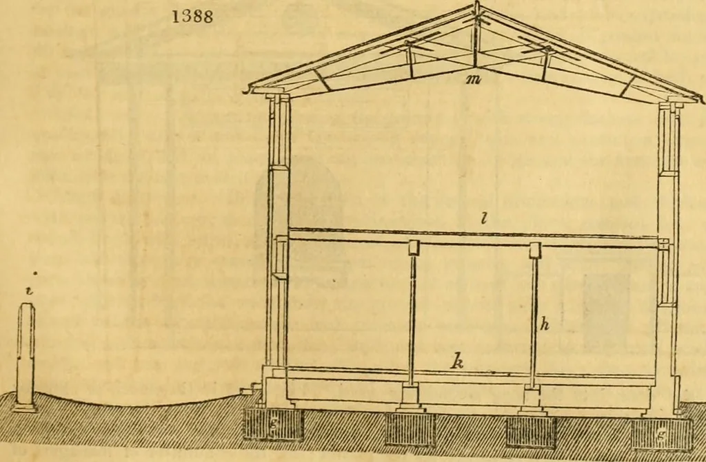 An illustration from An encyclopædia of cottage, farm, and villa architecture and furniture : containing numerous designs for dwellings from the cottage to the villa including farm houses, farmeries, and other agricultural buildings, several designs for country inns, public houses, and parochial schools, with the requisite fittings-up fixtures and furniture ; and appropriate offices, gardens and garden scenery ; each design accompanied by analytical and critical marks illustrative of the principles of archtiectural science and taste on whihc it is composed, 1836, leaf 766