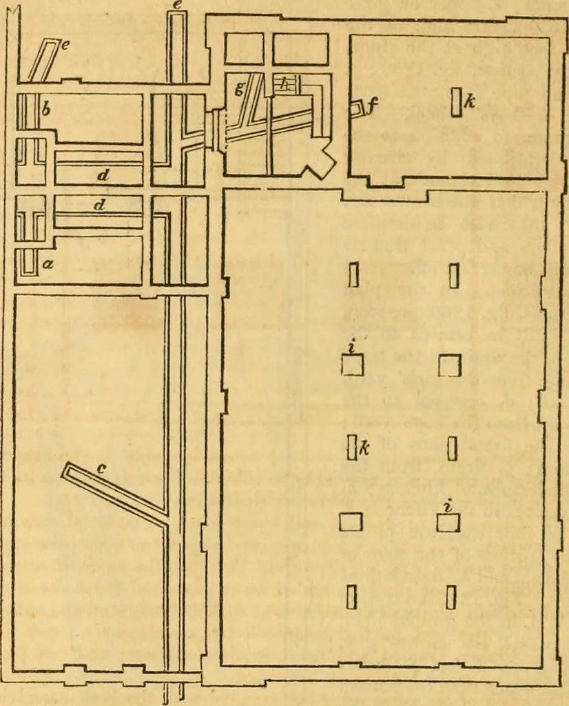 An illustration from An encyclopædia of cottage, farm, and villa architecture and furniture : containing numerous designs for dwellings from the cottage to the villa including farm houses, farmeries, and other agricultural buildings, several designs for country inns, public houses, and parochial schools, with the requisite fittings-up fixtures and furniture ; and appropriate offices, gardens and garden scenery ; each design accompanied by analytical and critical marks illustrative of the principles of archtiectural science and taste on whihc it is composed, 1836, leaf 767