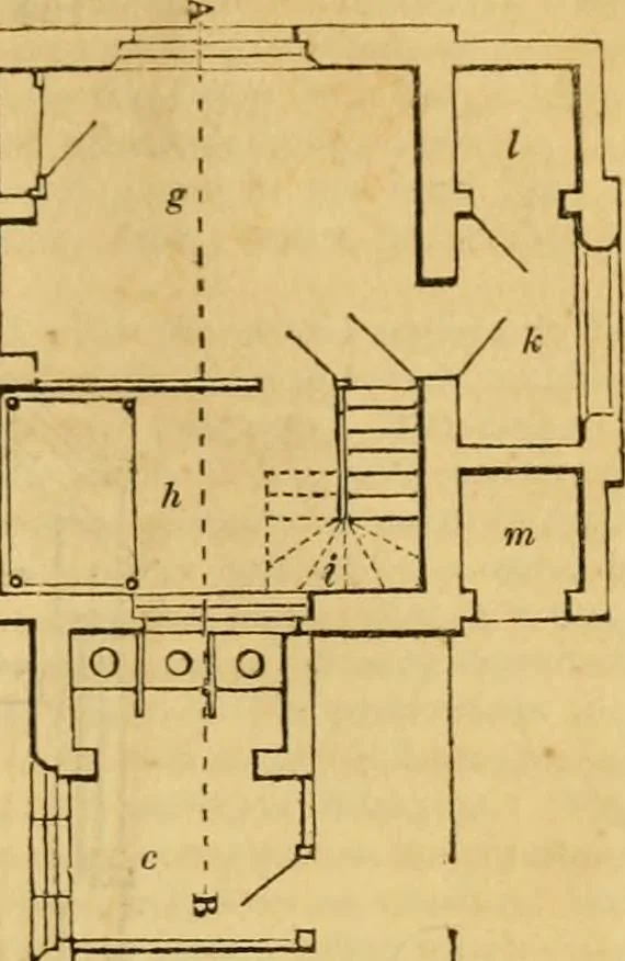 An illustration from An encyclopædia of cottage, farm, and villa architecture and furniture : containing numerous designs for dwellings from the cottage to the villa including farm houses, farmeries, and other agricultural buildings, several designs for country inns, public houses, and parochial schools, with the requisite fittings-up fixtures and furniture ; and appropriate offices, gardens and garden scenery ; each design accompanied by analytical and critical marks illustrative of the principles of archtiectural science and taste on whihc it is composed, 1836, leaf 776