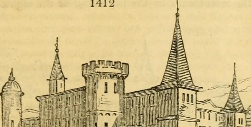 An illustration from An encyclopædia of cottage, farm, and villa architecture and furniture : containing numerous designs for dwellings from the cottage to the villa including farm houses, farmeries, and other agricultural buildings, several designs for country inns, public houses, and parochial schools, with the requisite fittings-up fixtures and furniture ; and appropriate offices, gardens and garden scenery ; each design accompanied by analytical and critical marks illustrative of the principles of archtiectural science and taste on whihc it is composed, 1836, leaf 798